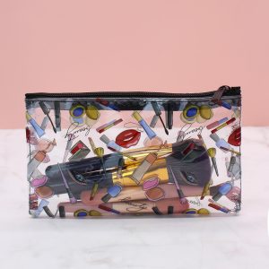 1pc Multicolor Graffiti Portable Transparent Travel Makeup Bag For Women Girls