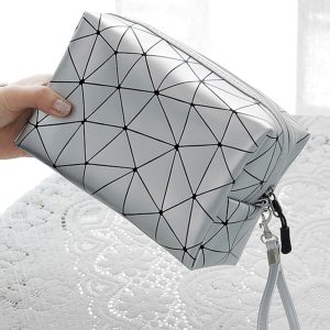 Geometric Pattern Makeup Bag, Portable Cosmetic Bag For Home, Outdoor